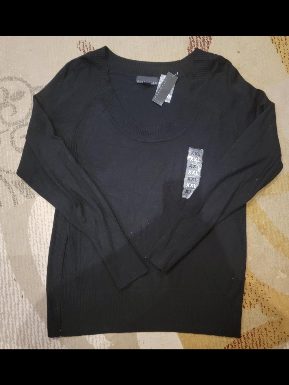 attention Black Scoop Neck Pullover